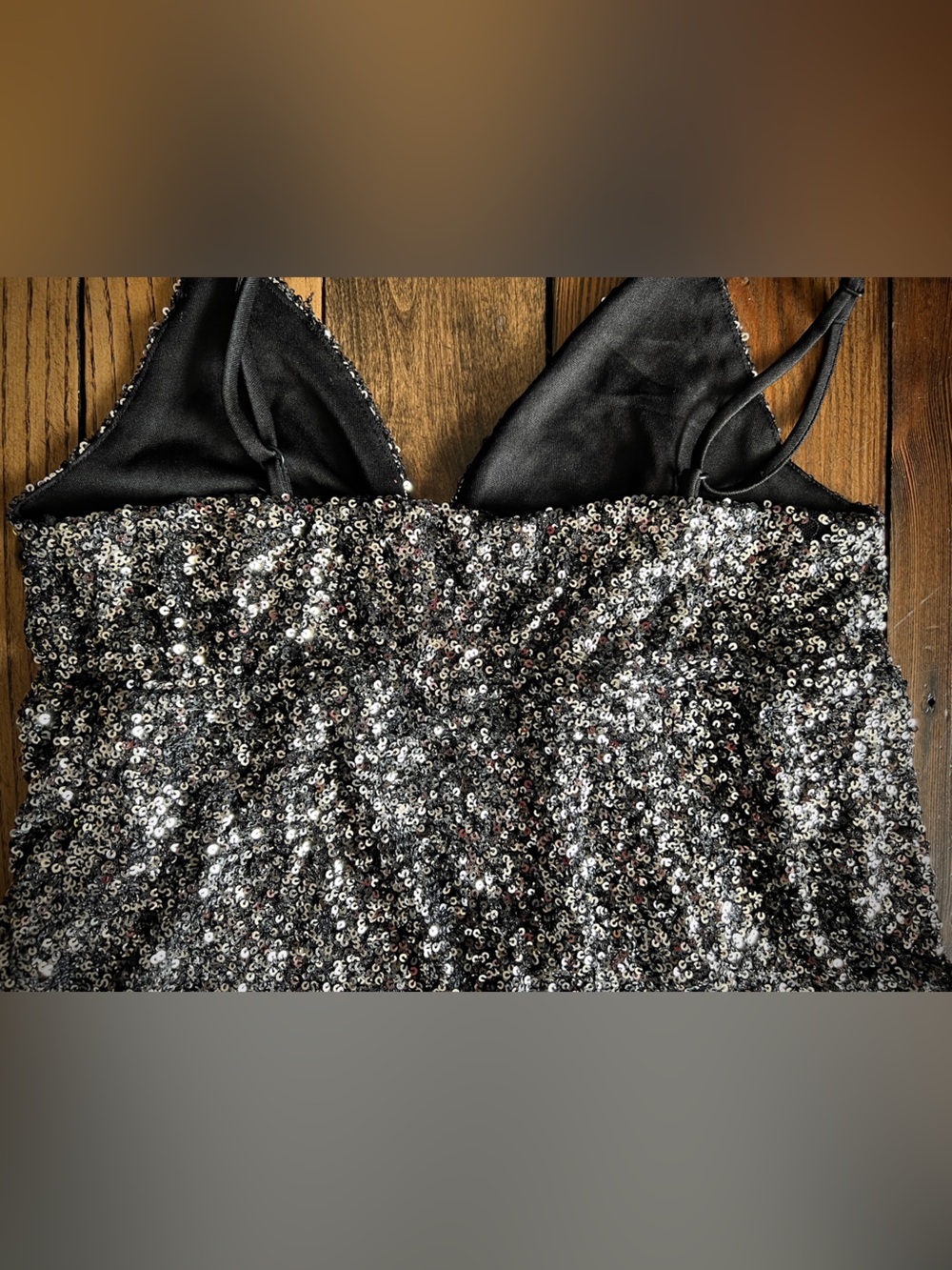 MONTEAU Los Angeles • sequined silver babydoll crop cami top festival party glam - Picture 10 of 14